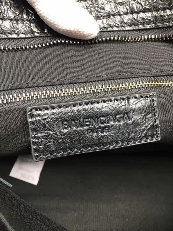 BALENCIAG巴黎世家 歐洲水貨 Balenciaga city小黑釘 限量 原廠爆裂紋羊皮黑白塗鴉 手提包  BL1154